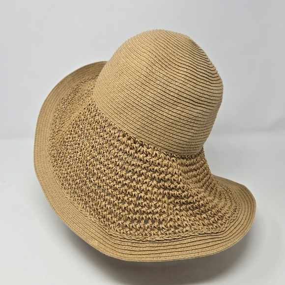 J. CREW TEXTURED SUMMER STRAW HAT DUSTY DUNE SHAPED SUN HAT WOMEN OS VACATION - Picture 3 of 16